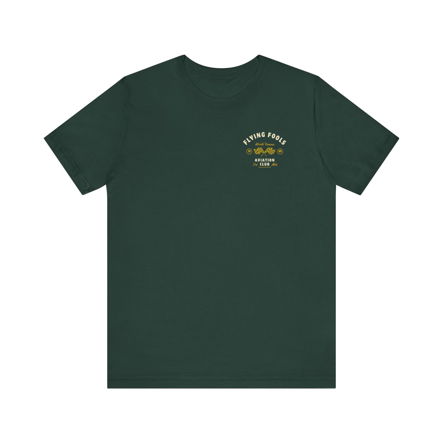 Aviation Club Tee — "Flying Fools" Racing Flag Graphic