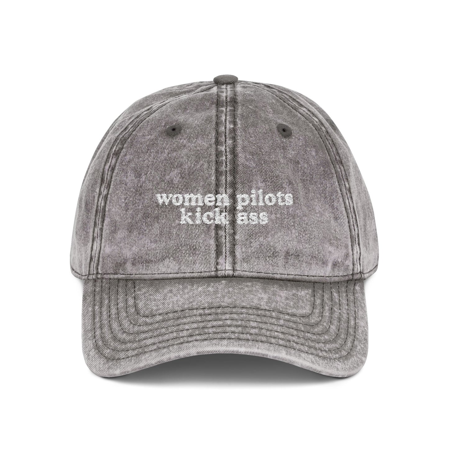 Women Pilots Kick Ass Embroidered Vintage Cap