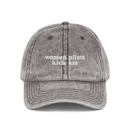 Women Pilots Kick Ass Embroidered Vintage Cap