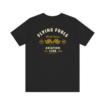 Aviation Club Tee — "Flying Fools" Racing Flag Graphic