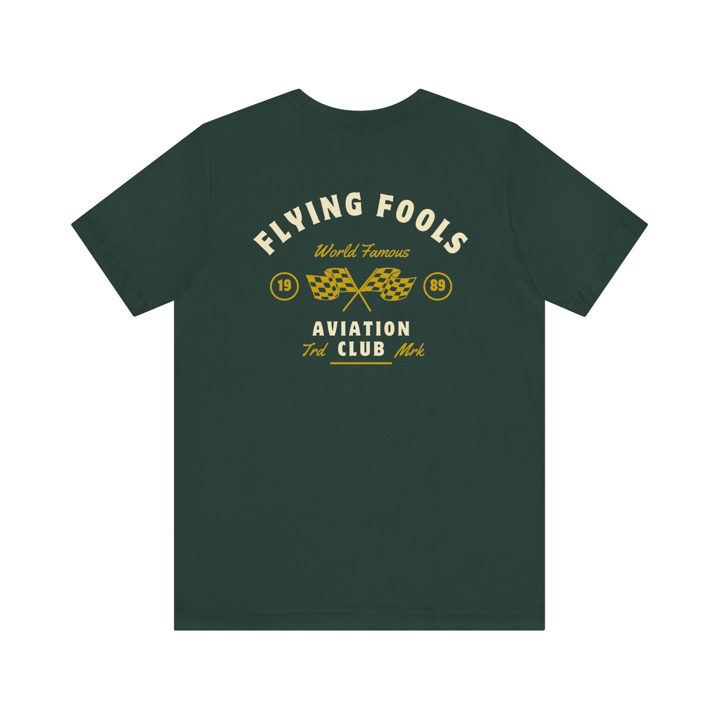 Aviation Club Tee — "Flying Fools" Racing Flag Graphic