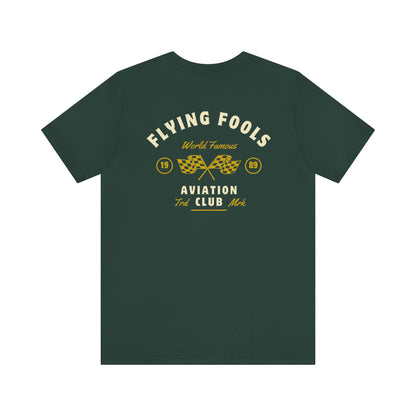 Aviation Club Tee — "Flying Fools" Racing Flag Graphic
