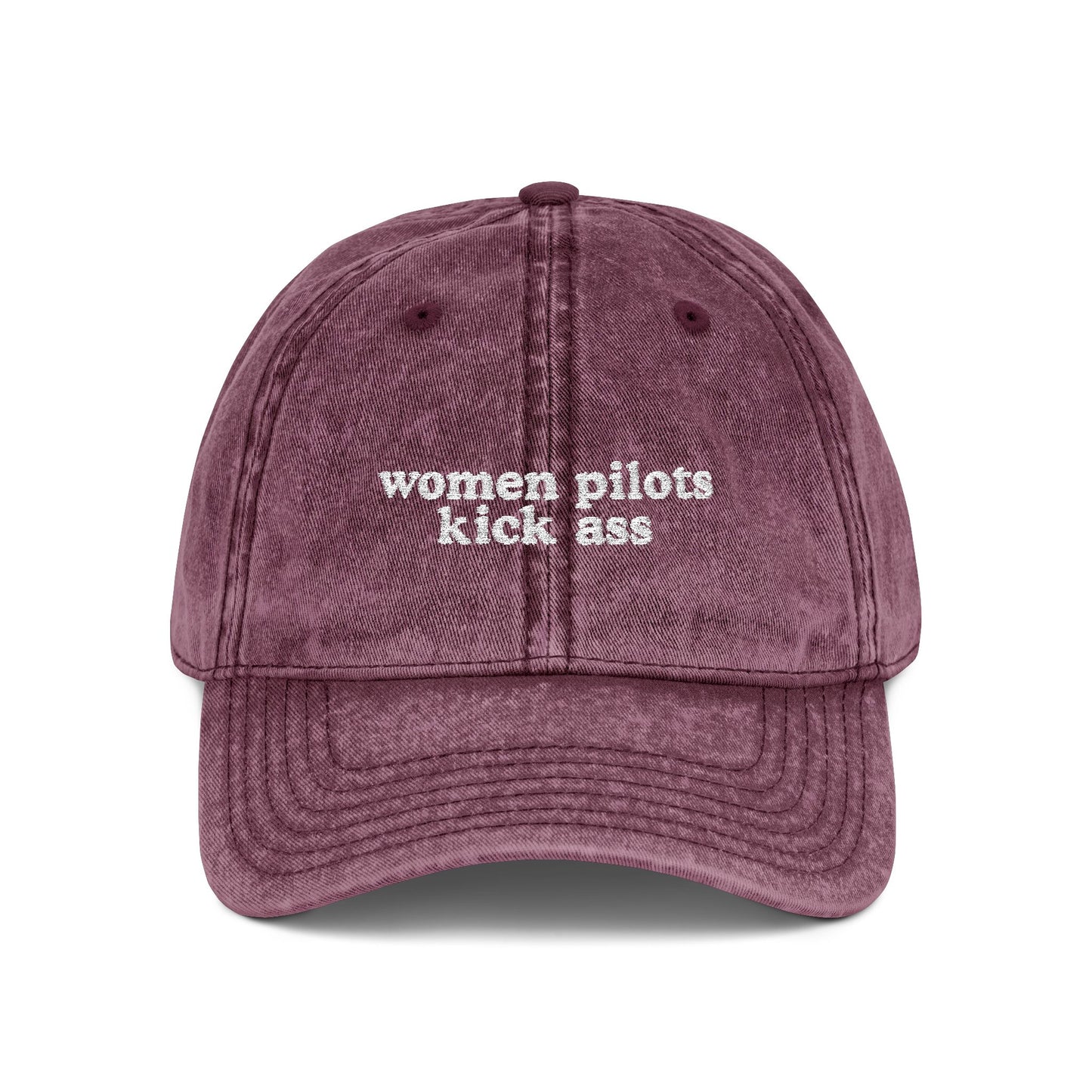 Women Pilots Kick Ass Embroidered Vintage Cap