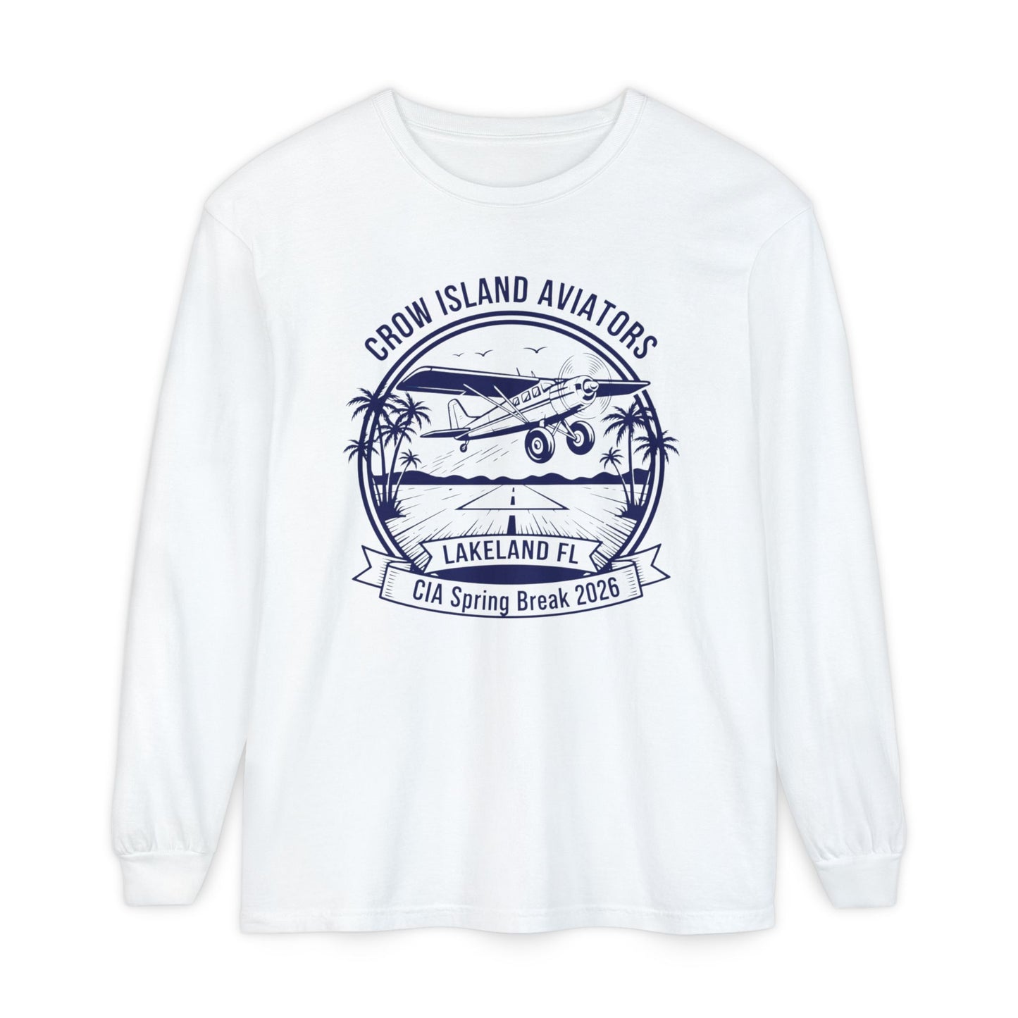 Crow Island Aviators Lakeland FL Long Sleeve T-Shirt — CIA Spring Break 2026 Plane Graphic