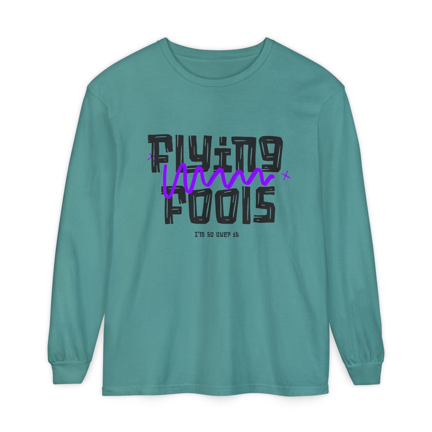 Long Sleeve T‑Shirt — "Flying Fools" Graphic Crewneck (Aviation Pilot Theme)