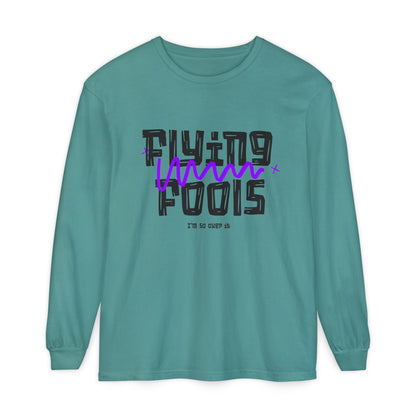 Long Sleeve T‑Shirt — "Flying Fools" Graphic Crewneck (Aviation Pilot Theme)