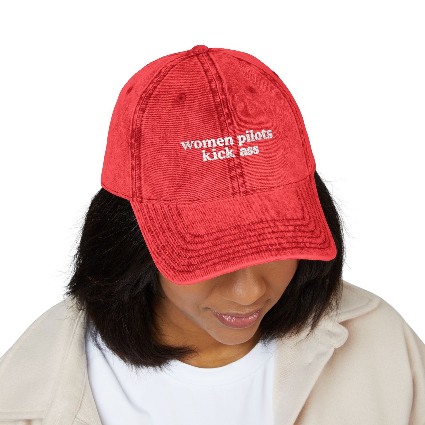 Women Pilots Kick Ass Embroidered Vintage Cap