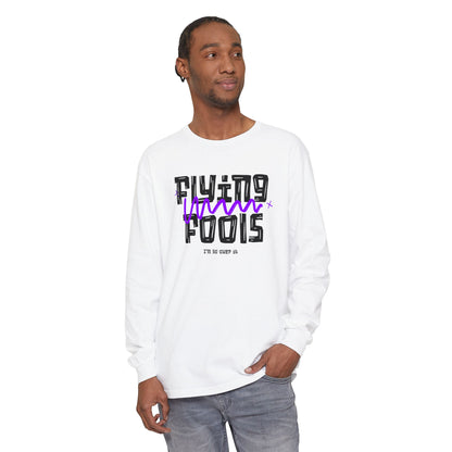 Long Sleeve T‑Shirt — "Flying Fools" Graphic Crewneck (Aviation Pilot Theme)