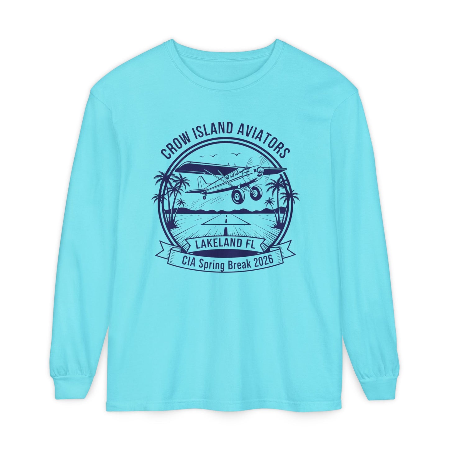 Crow Island Aviators Lakeland FL Long Sleeve T-Shirt — CIA Spring Break 2026 Plane Graphic