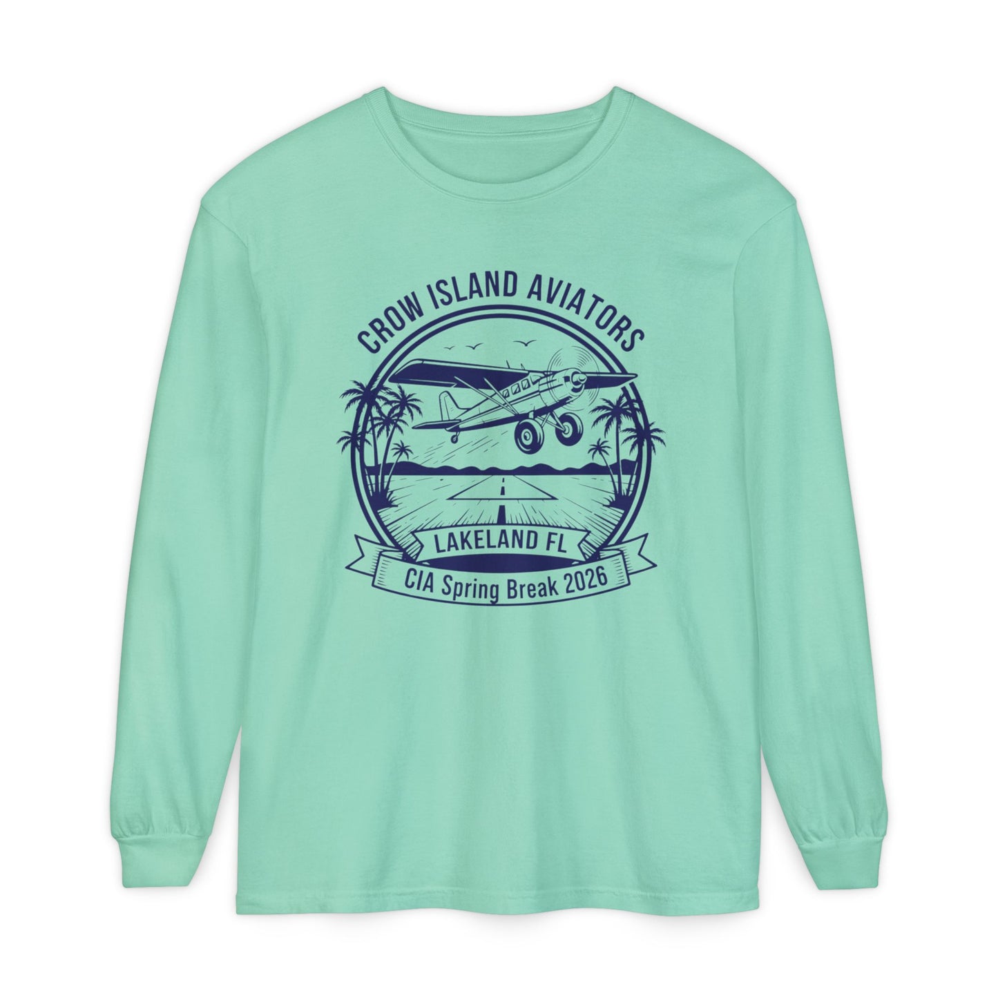 Crow Island Aviators Lakeland FL Long Sleeve T-Shirt — CIA Spring Break 2026 Plane Graphic