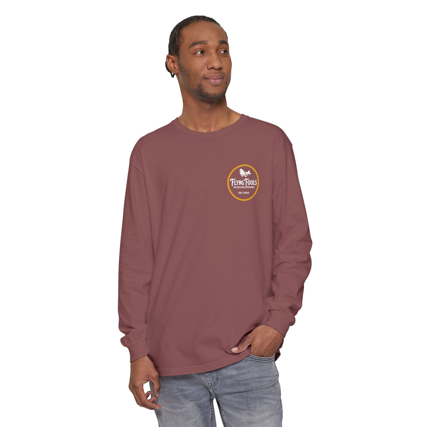 Flying Fools Aviation Long Sleeve Tee — 'Flying Fools' Logo
