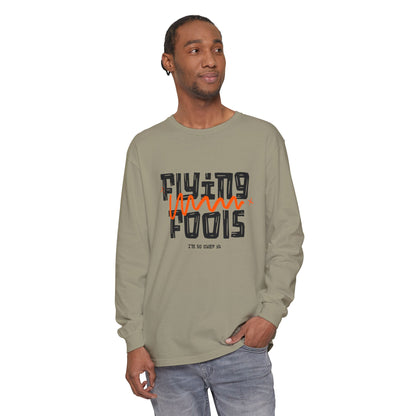 Long Sleeve T‑Shirt — "Flying Fools" Graphic Crewneck (Aviation Pilot Theme)