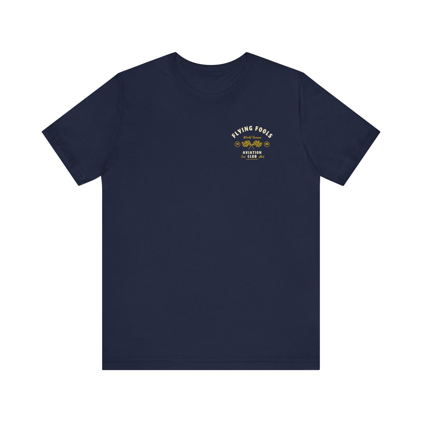 Aviation Club Tee — "Flying Fools" Racing Flag Graphic