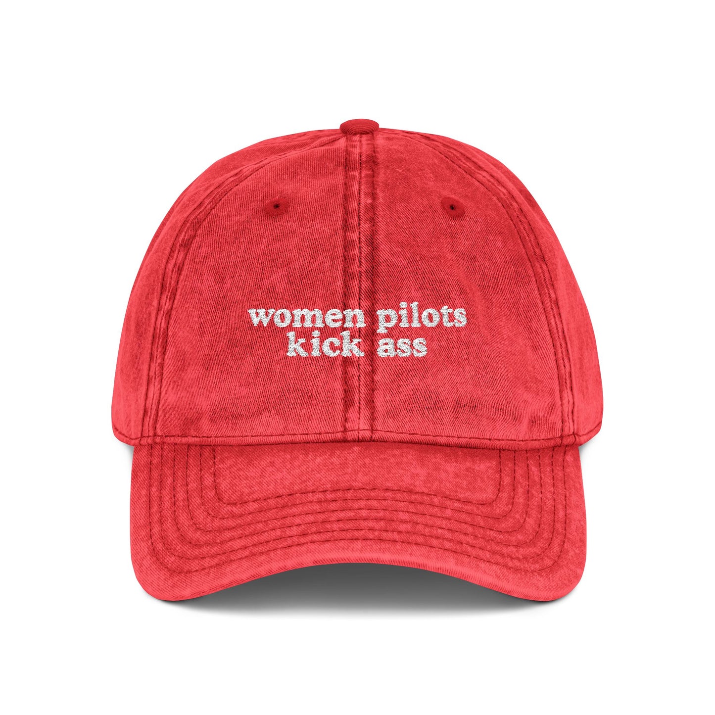 Women Pilots Kick Ass Embroidered Vintage Cap