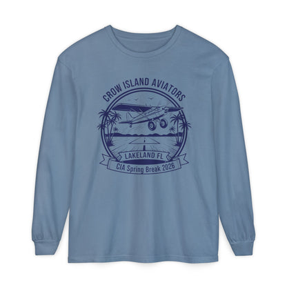 Crow Island Aviators Lakeland FL Long Sleeve T-Shirt — CIA Spring Break 2026 Plane Graphic