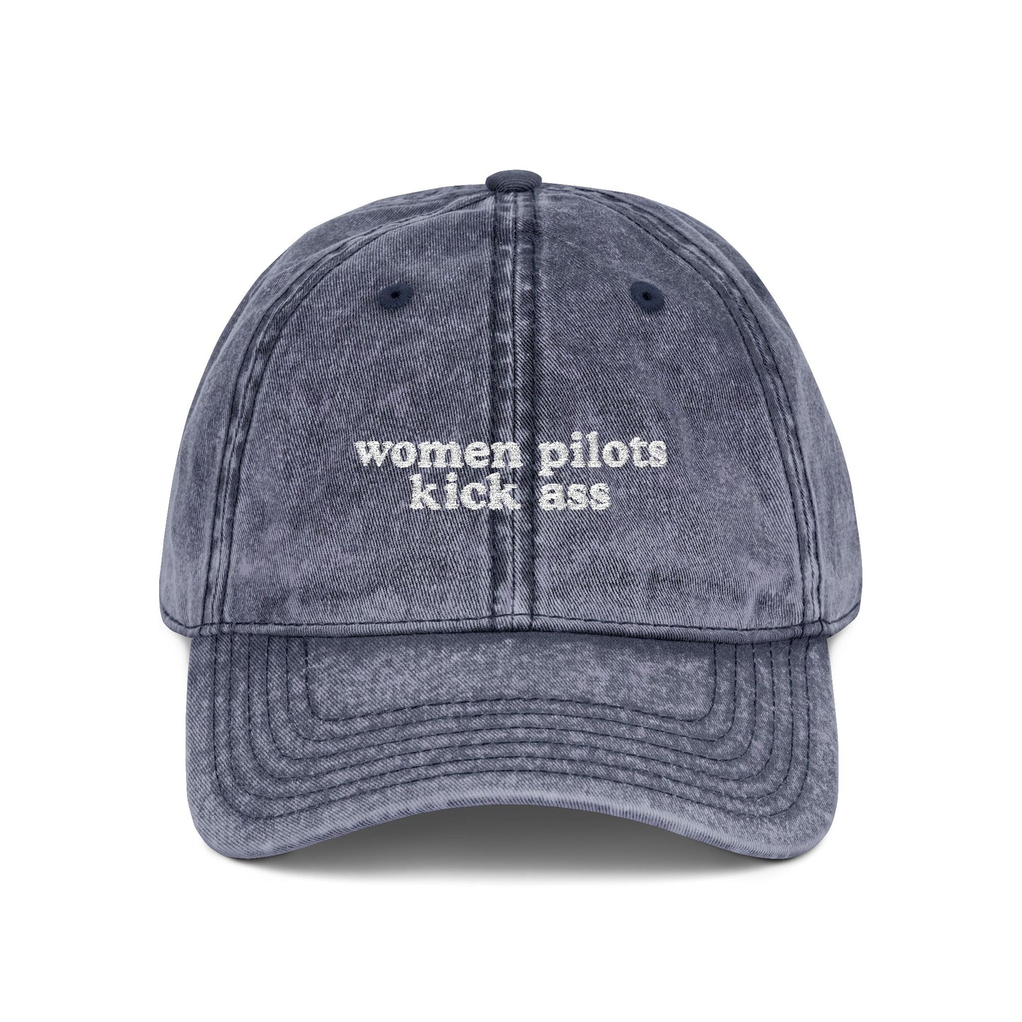 Women Pilots Kick Ass Embroidered Vintage Cap