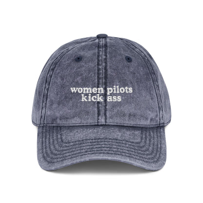 Women Pilots Kick Ass Embroidered Vintage Cap