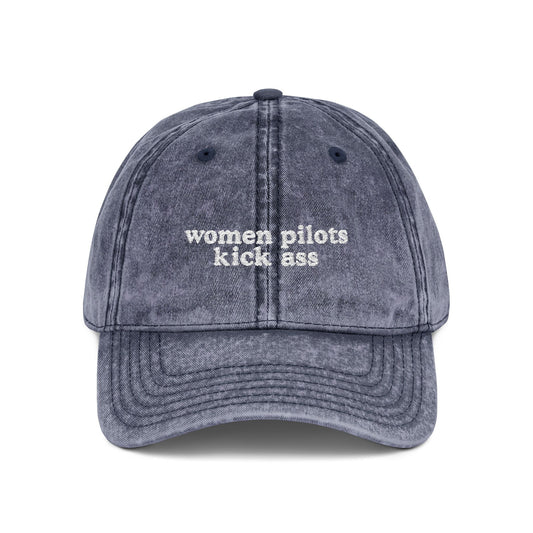 Women Pilots Kick Ass Embroidered Vintage Cap