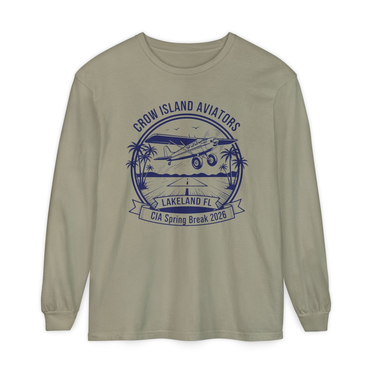 Crow Island Aviators Lakeland FL Long Sleeve T-Shirt — CIA Spring Break 2026 Plane Graphic