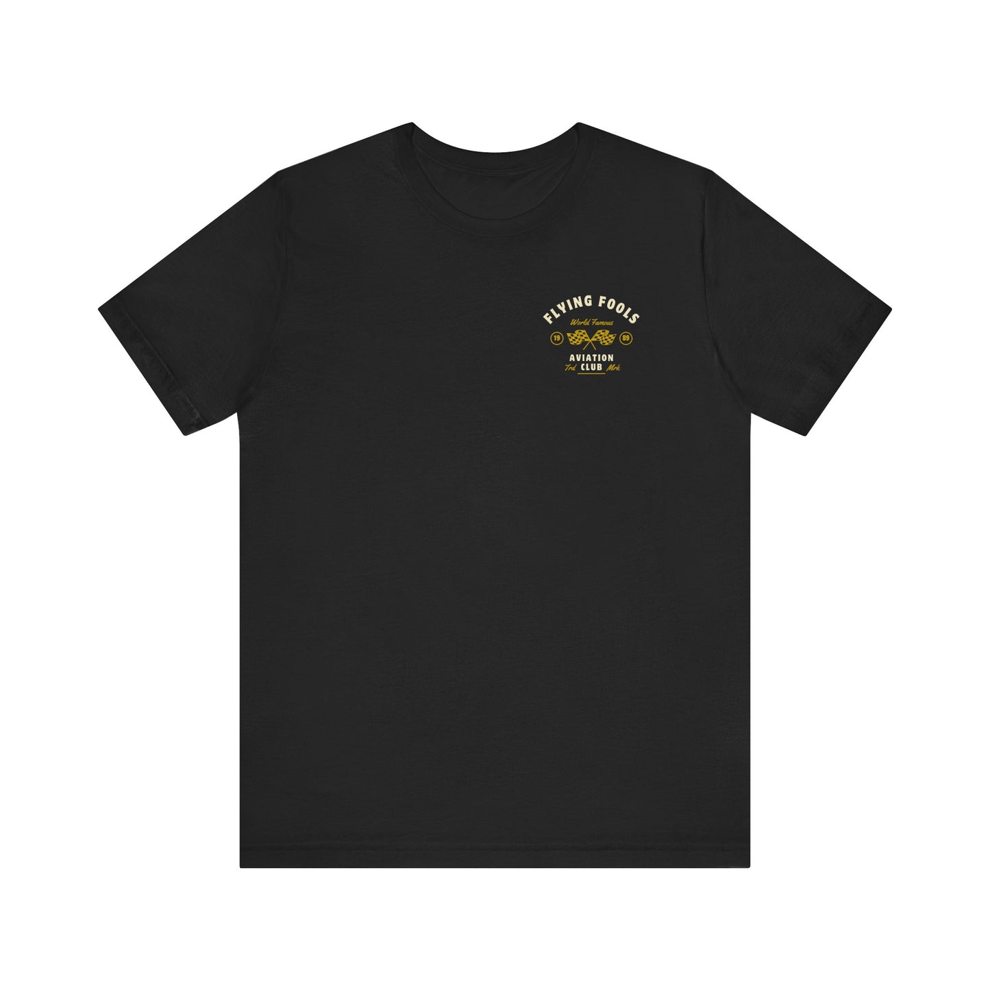 Aviation Club Tee — "Flying Fools" Racing Flag Graphic