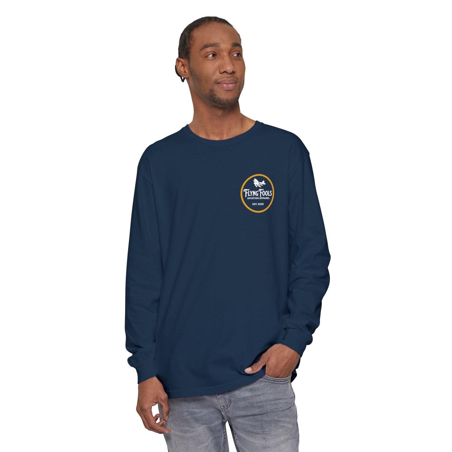Flying Fools Aviation Long Sleeve Tee — 'Flying Fools' Logo