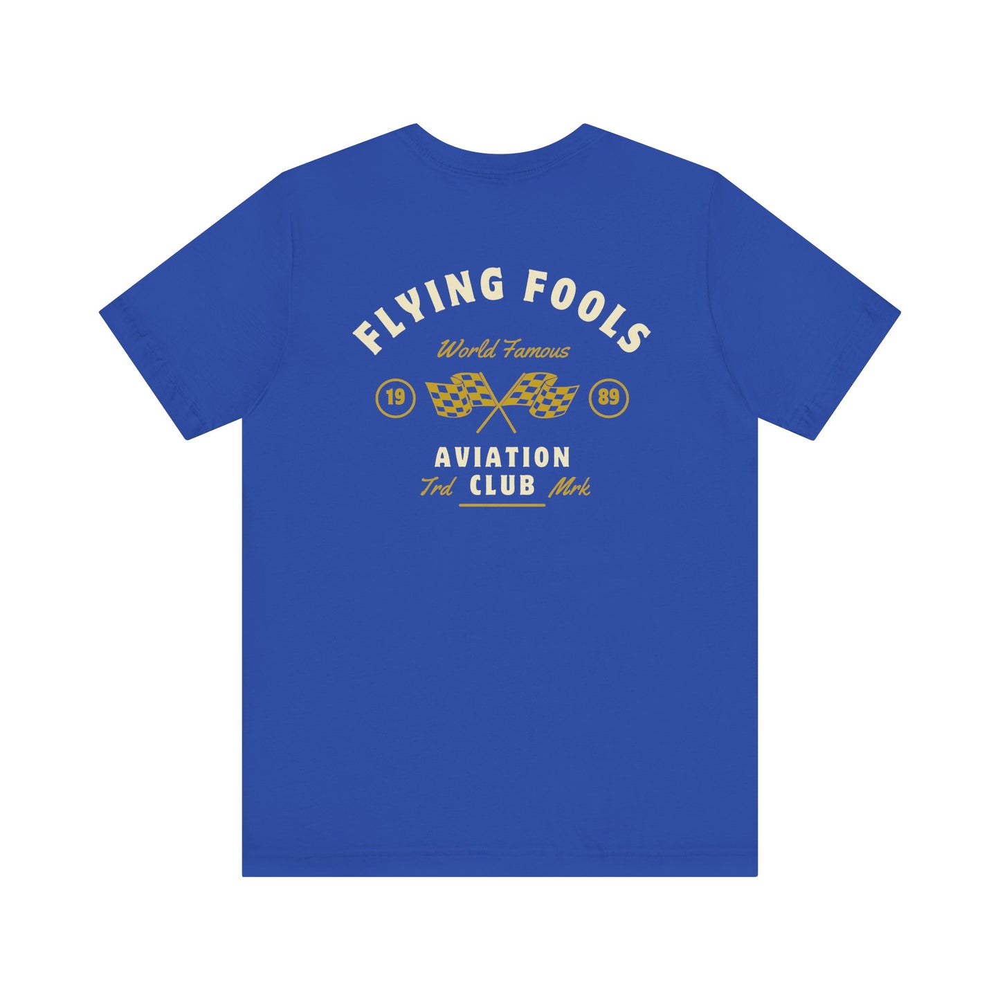 Aviation Club Tee — "Flying Fools" Racing Flag Graphic