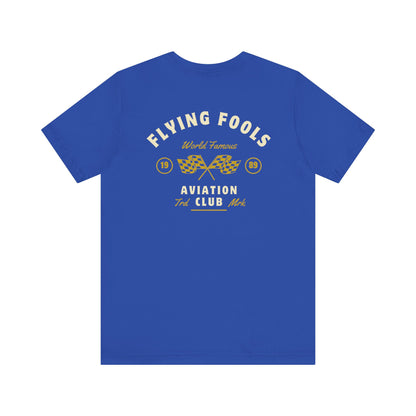 Aviation Club Tee — "Flying Fools" Racing Flag Graphic
