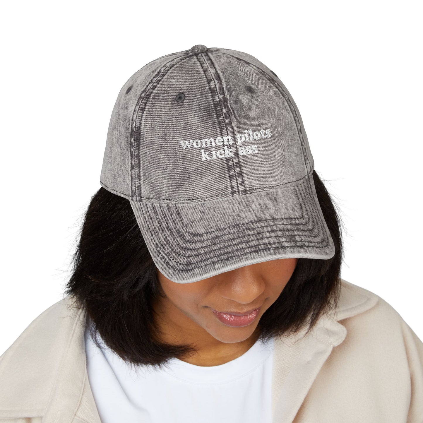 Women Pilots Kick Ass Embroidered Vintage Cap