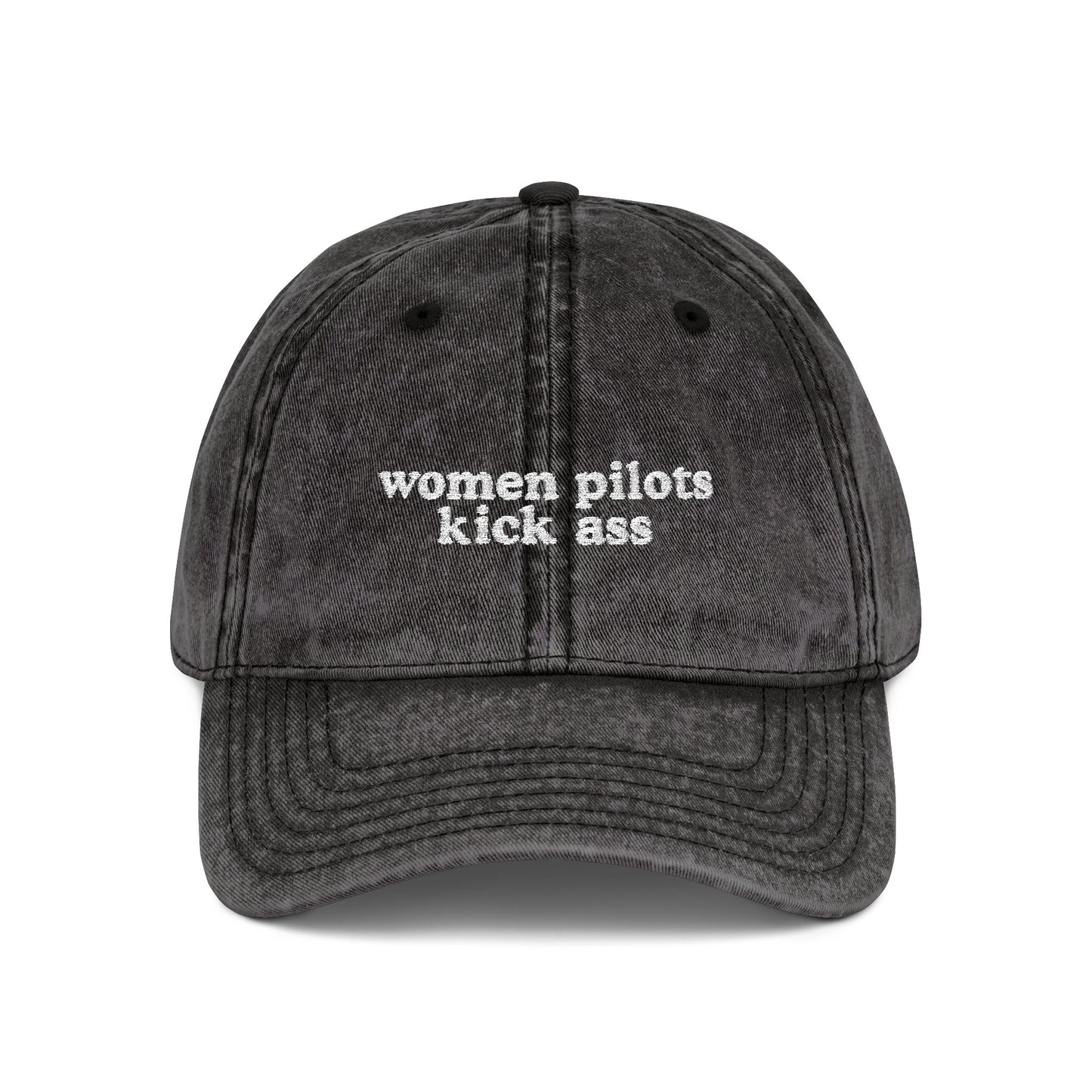 Women Pilots Kick Ass Embroidered Vintage Cap