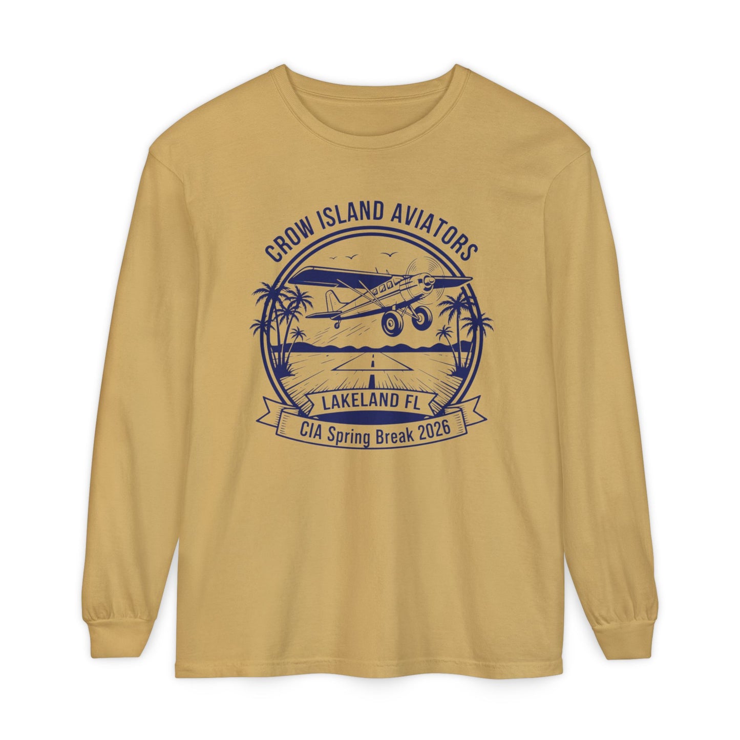 Crow Island Aviators Lakeland FL Long Sleeve T-Shirt — CIA Spring Break 2026 Plane Graphic