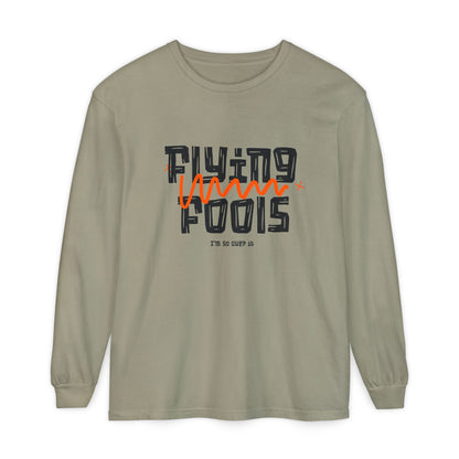 Long Sleeve T‑Shirt — "Flying Fools" Graphic Crewneck (Aviation Pilot Theme)