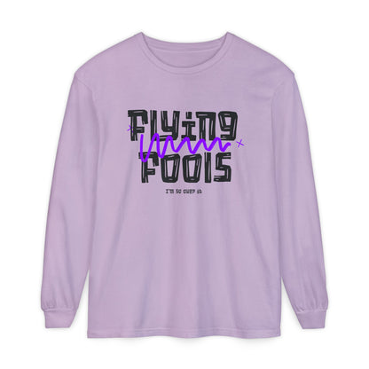 Long Sleeve T‑Shirt — "Flying Fools" Graphic Crewneck (Aviation Pilot Theme)