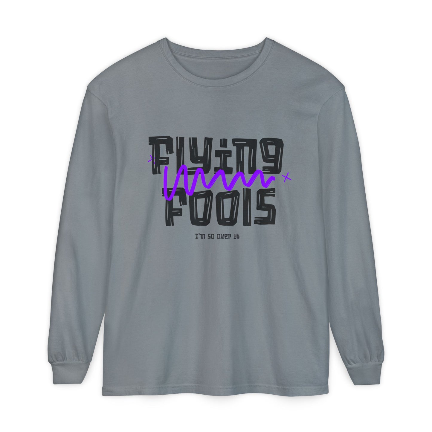Long Sleeve T‑Shirt — "Flying Fools" Graphic Crewneck (Aviation Pilot Theme)