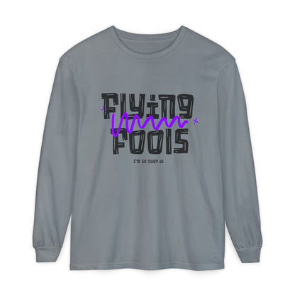 Long Sleeve T‑Shirt — "Flying Fools" Graphic Crewneck (Aviation Pilot Theme)