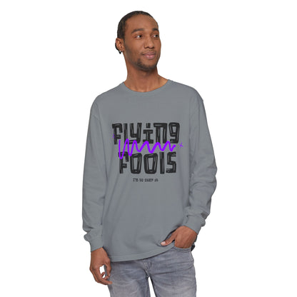 Long Sleeve T‑Shirt — "Flying Fools" Graphic Crewneck (Aviation Pilot Theme)