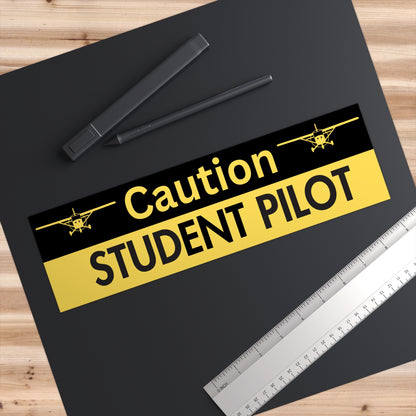 Caution Student Pilot Bumper Sticker — Yellow Safety Decal for Learner Pilots