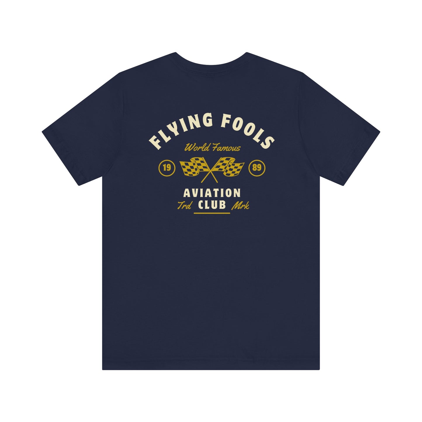 Aviation Club Tee — "Flying Fools" Racing Flag Graphic