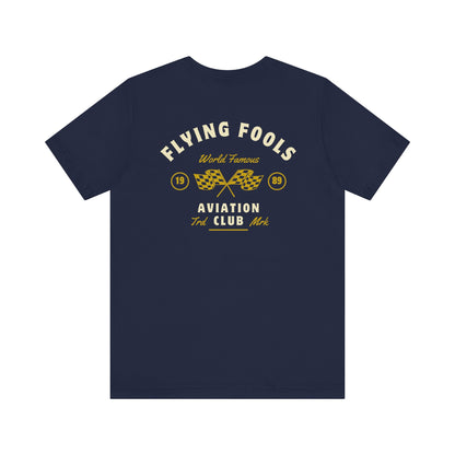Aviation Club Tee — "Flying Fools" Racing Flag Graphic