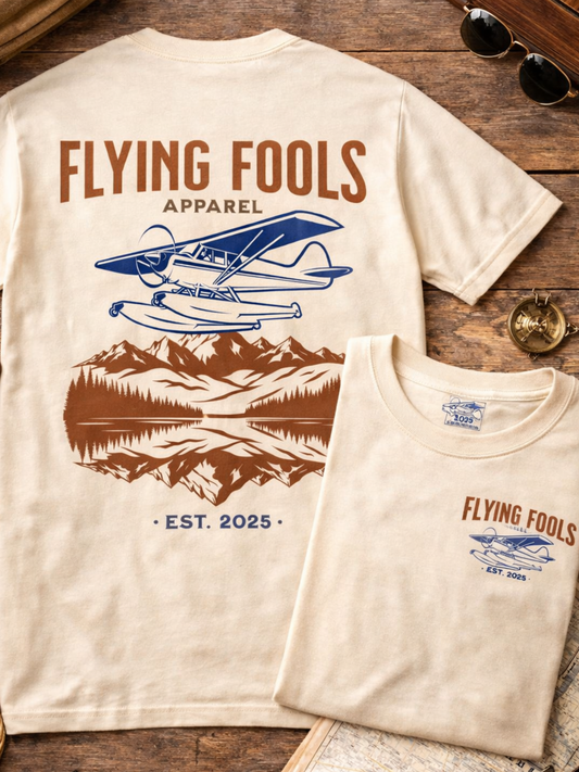 Flying Fools Vintage Seaplane & Mountain T-Shirt